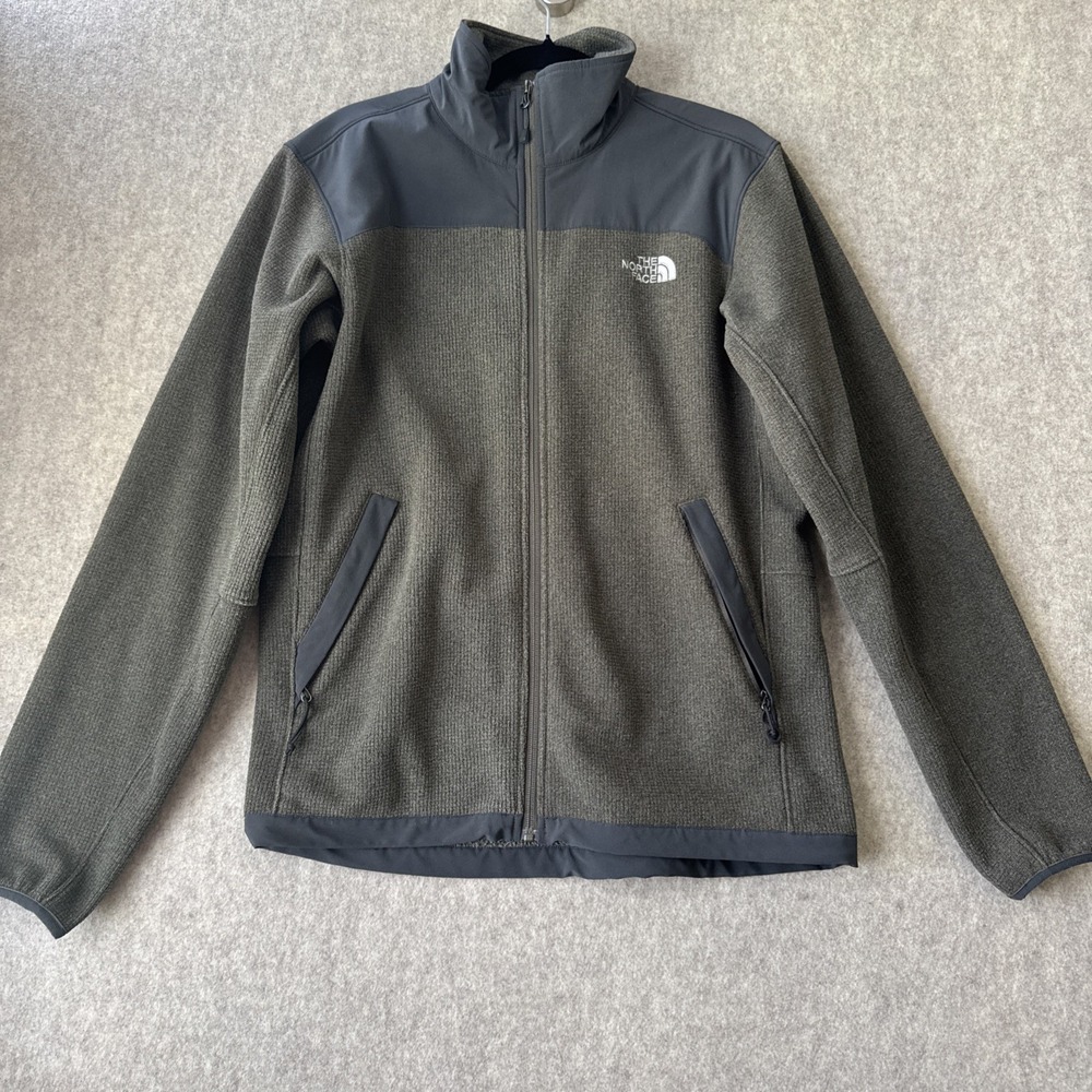 The North Face Full Zip Fleece Jacket Mens M Olive Green Black Yoke 2010